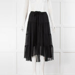 See By Chloe Black Frill Detail Draw String Skirt