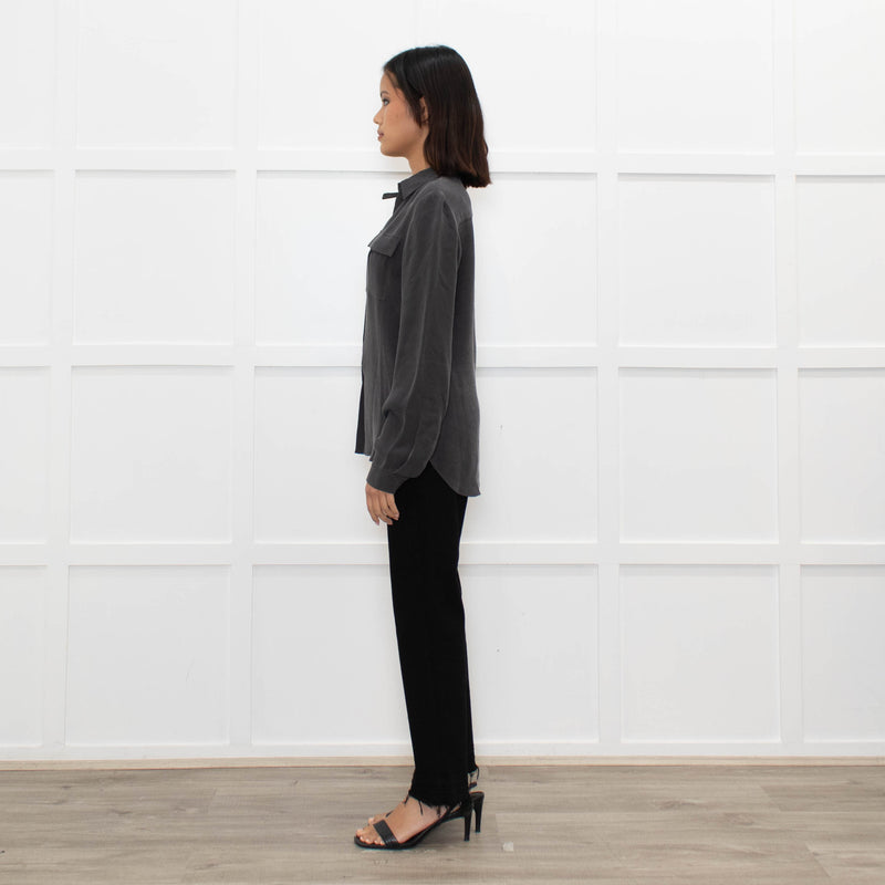Joseph Grey Silk Front Pocket Shirt