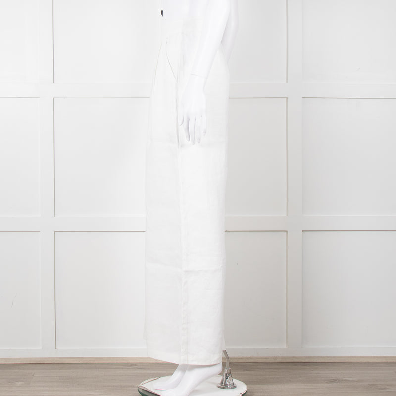 Cult Gaia White Linen Elasticated Waist Trousers
