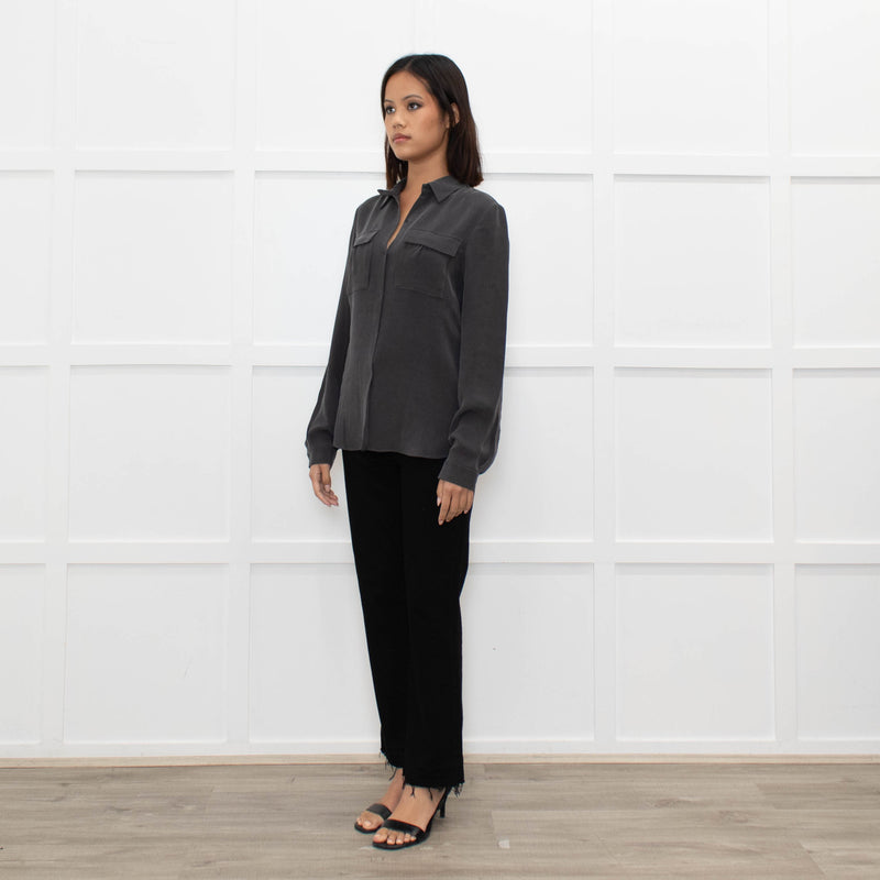 Joseph Grey Silk Front Pocket Shirt