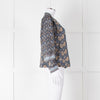 Iris Blue Block Print Floral Soft Cotton Blouse