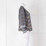Iris Blue Block Print Floral Soft Cotton Blouse