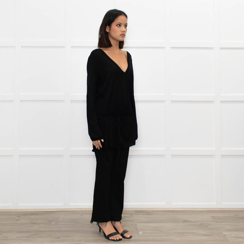 Zadig & Voltaire Lux Black Fine Knit Belted Sweater