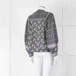 Iris Blue Block Print Floral Soft Cotton Blouse