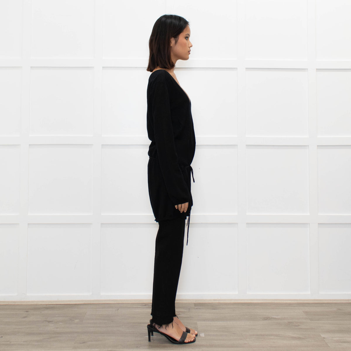 Zadig & Voltaire Lux Black Fine Knit Belted Sweater