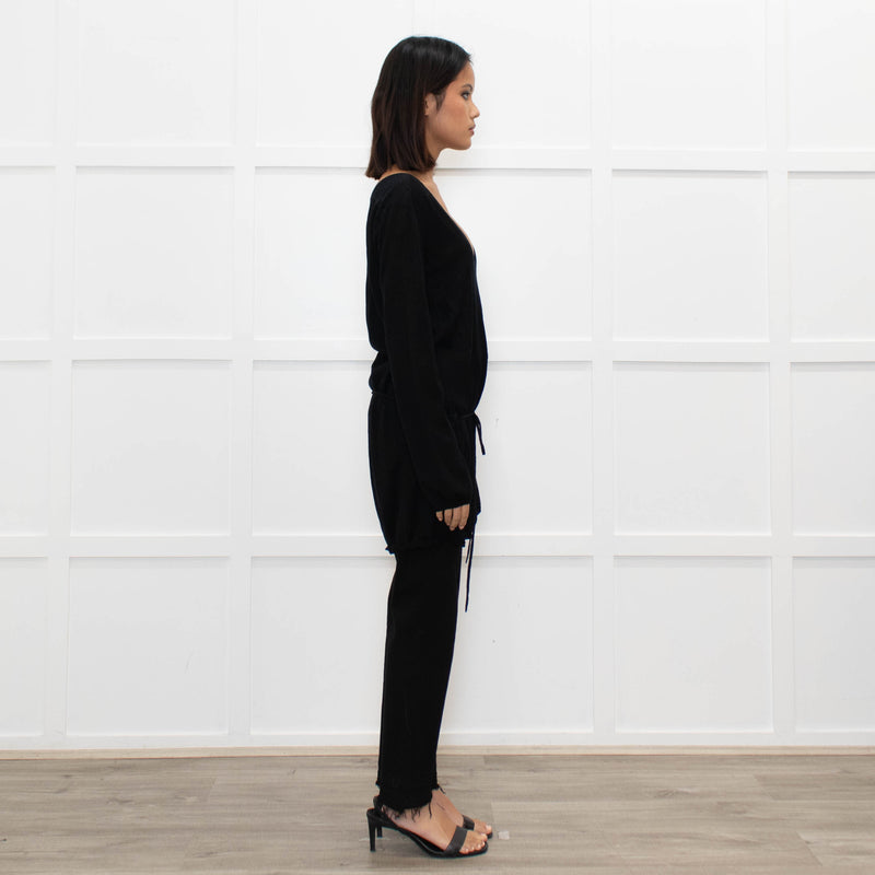 Zadig & Voltaire Lux Black Fine Knit Belted Sweater