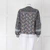 Iris Blue Block Print Floral Soft Cotton Blouse