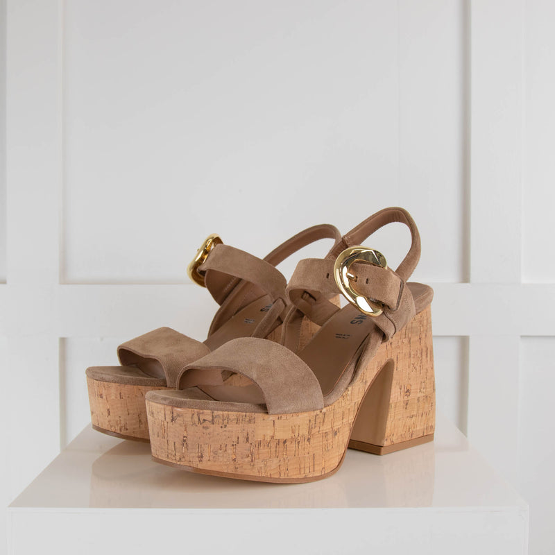 Carmens Beige Suede Cork Sandal