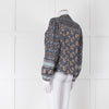 Iris Blue Block Print Floral Soft Cotton Blouse