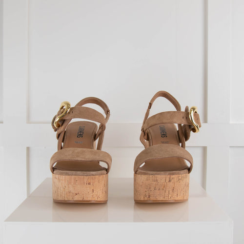 Carmens Beige Suede Cork Sandal