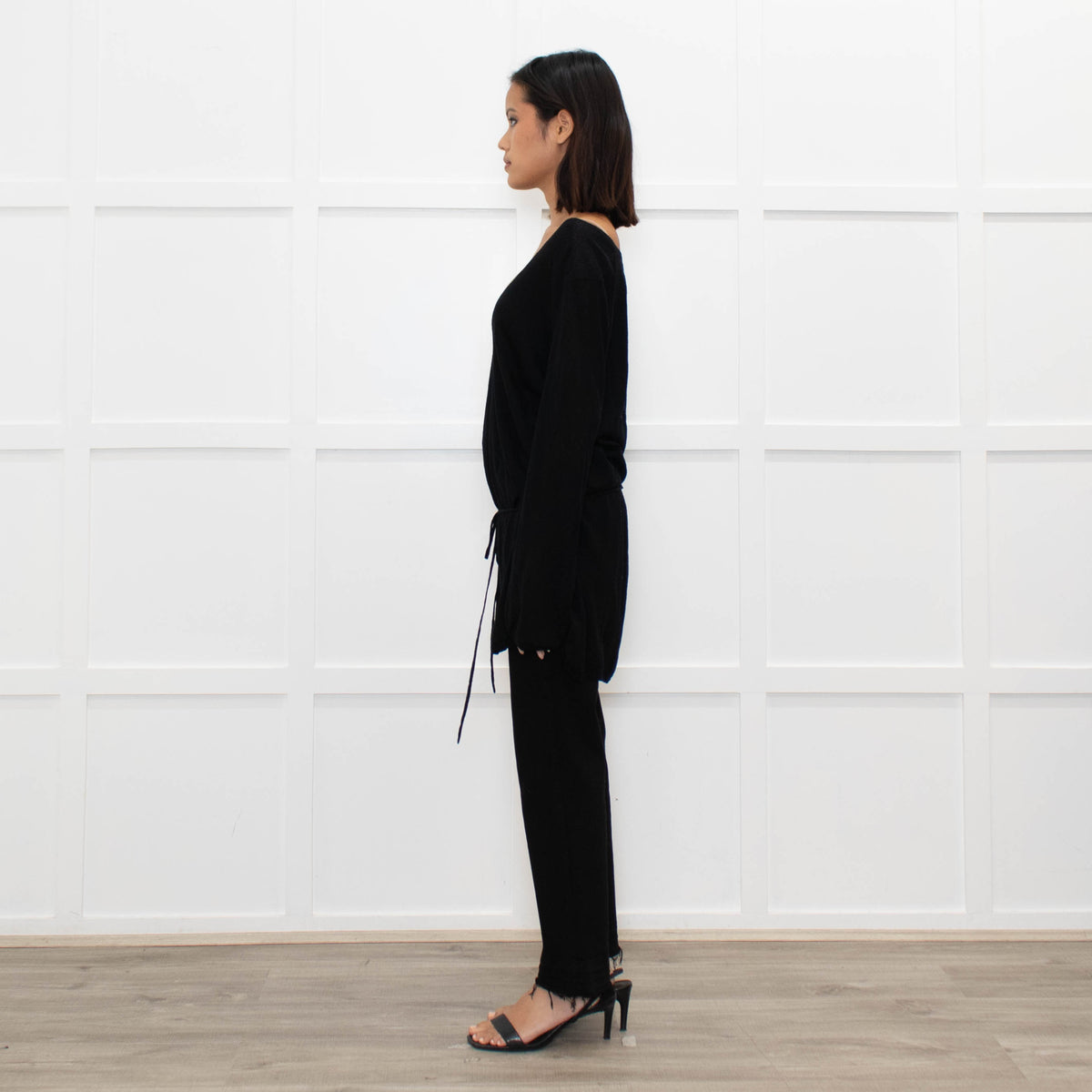 Zadig & Voltaire Lux Black Fine Knit Belted Sweater