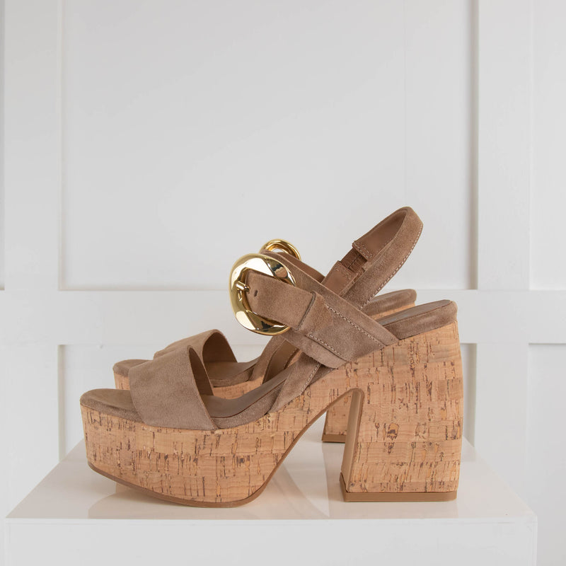Carmens Beige Suede Cork Sandal