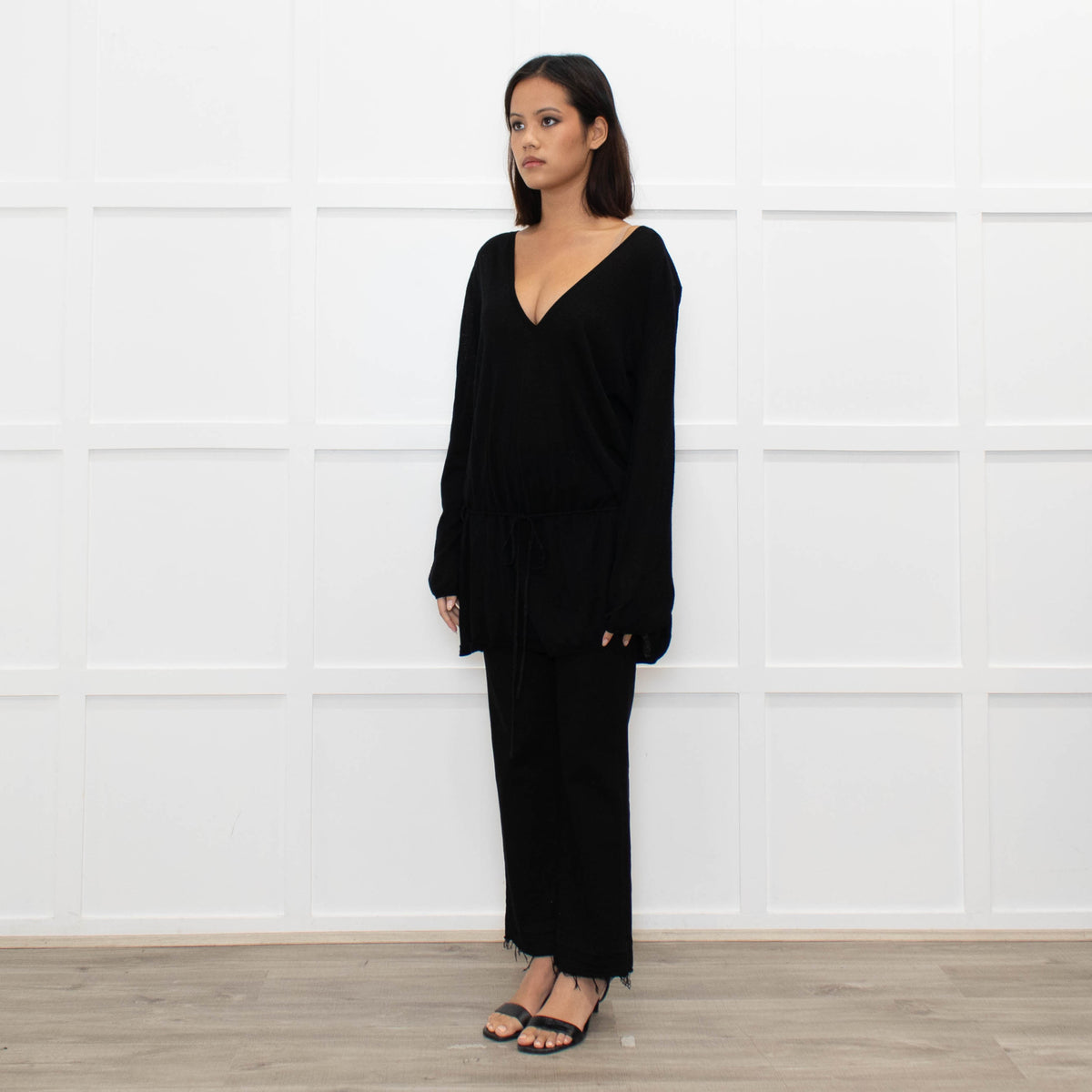 Zadig & Voltaire Lux Black Fine Knit Belted Sweater