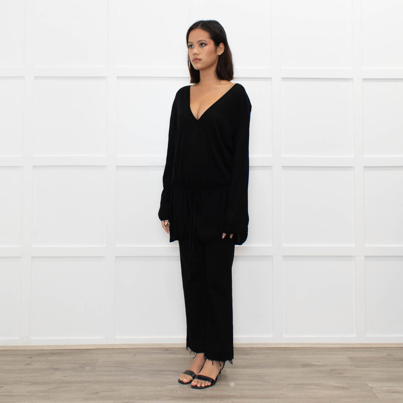 Zadig & Voltaire Lux Black Fine Knit Belted Sweater