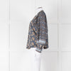 Iris Blue Block Print Floral Soft Cotton Blouse