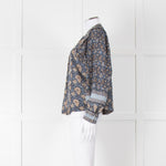 Iris Blue Block Print Floral Soft Cotton Blouse