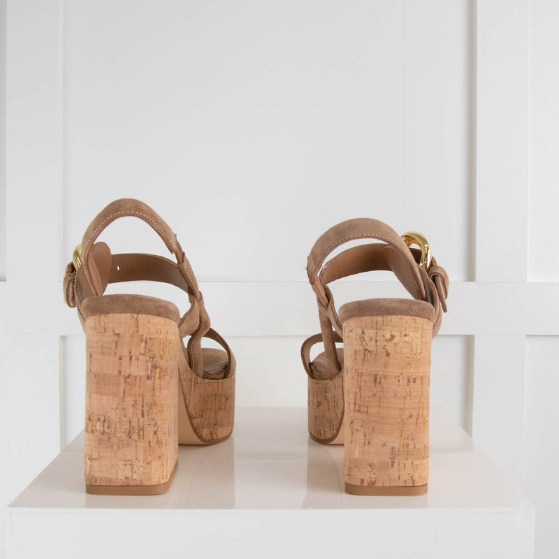 Carmens Beige Suede Cork Sandal