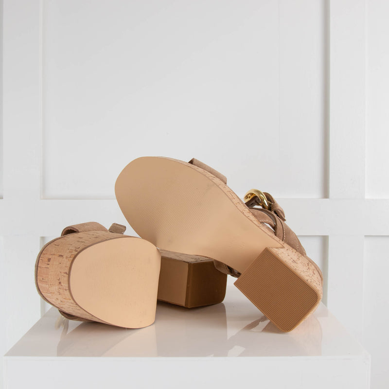 Carmens Beige Suede Cork Sandal