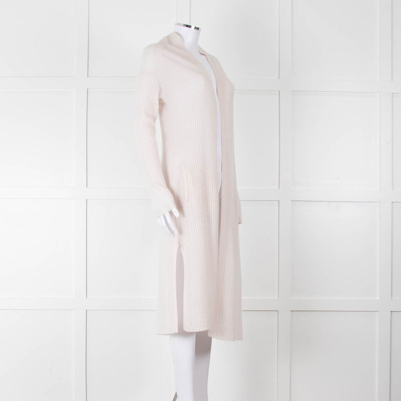 360 Cashmere Cream Long Line Ribbed Cardigan