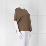 Momoni Gold and Brown Stripe Short Sleeve T-Shirt