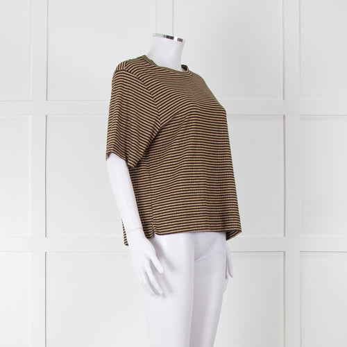 Momoni Gold and Brown Stripe Short Sleeve T-Shirt