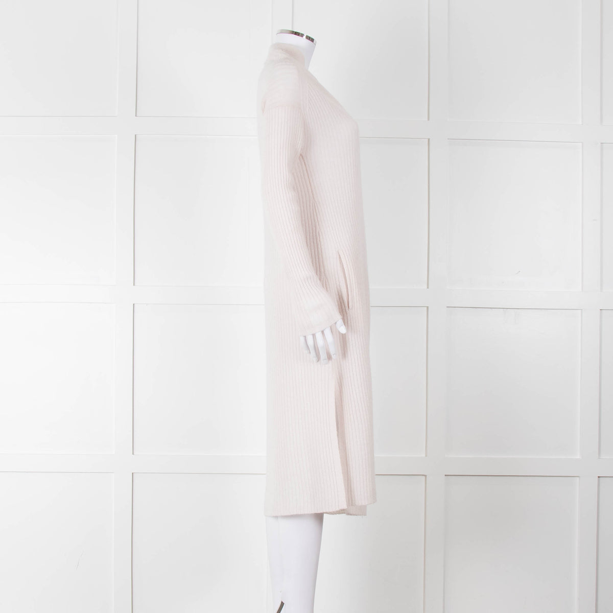 360 Cashmere Cream Long Line Ribbed Cardigan