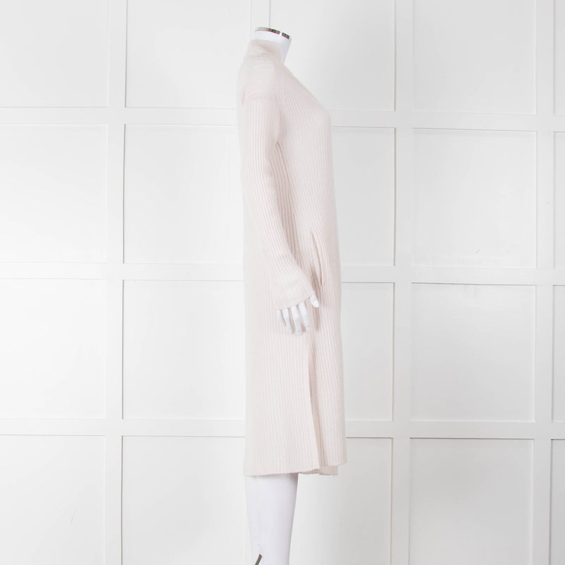 360 Cashmere Cream Long Line Ribbed Cardigan