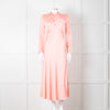 Sandro Pink Satin Midi Dress with Tie Back