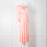 Sandro Pink Satin Midi Dress with Tie Back