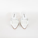 Manolo Blahnik White Maysale Leather Court Shoes