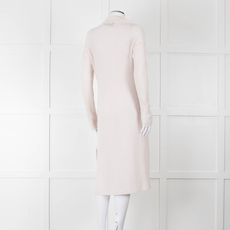 360 Cashmere Cream Long Line Ribbed Cardigan