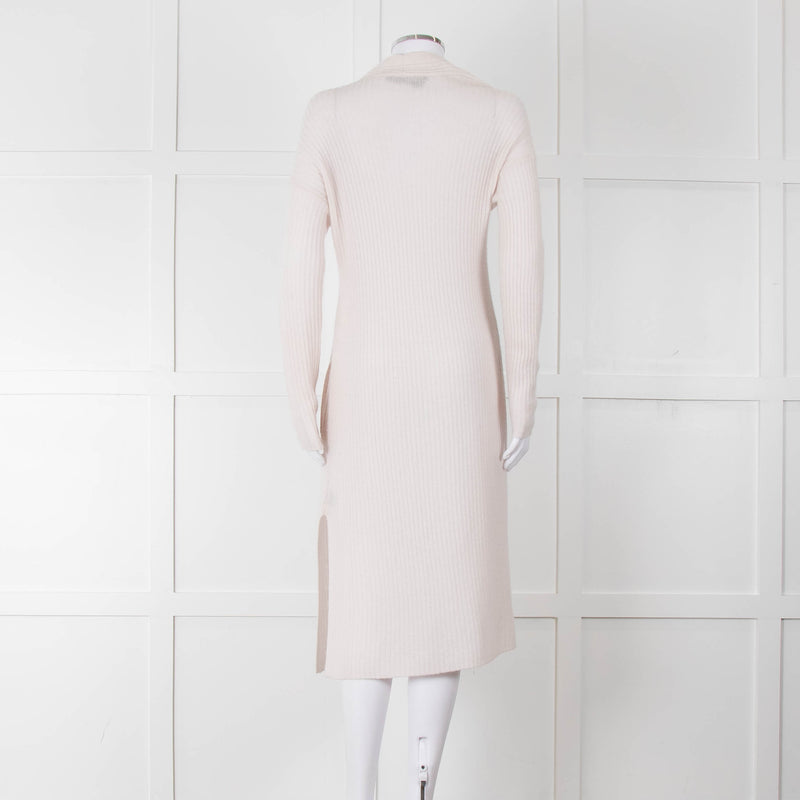 360 Cashmere Cream Long Line Ribbed Cardigan
