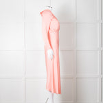 Sandro Pink Satin Midi Dress with Tie Back