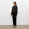 Ba&sh Black Brown Stripes Gold Buttons On Shoulders Wool Blend Jumper