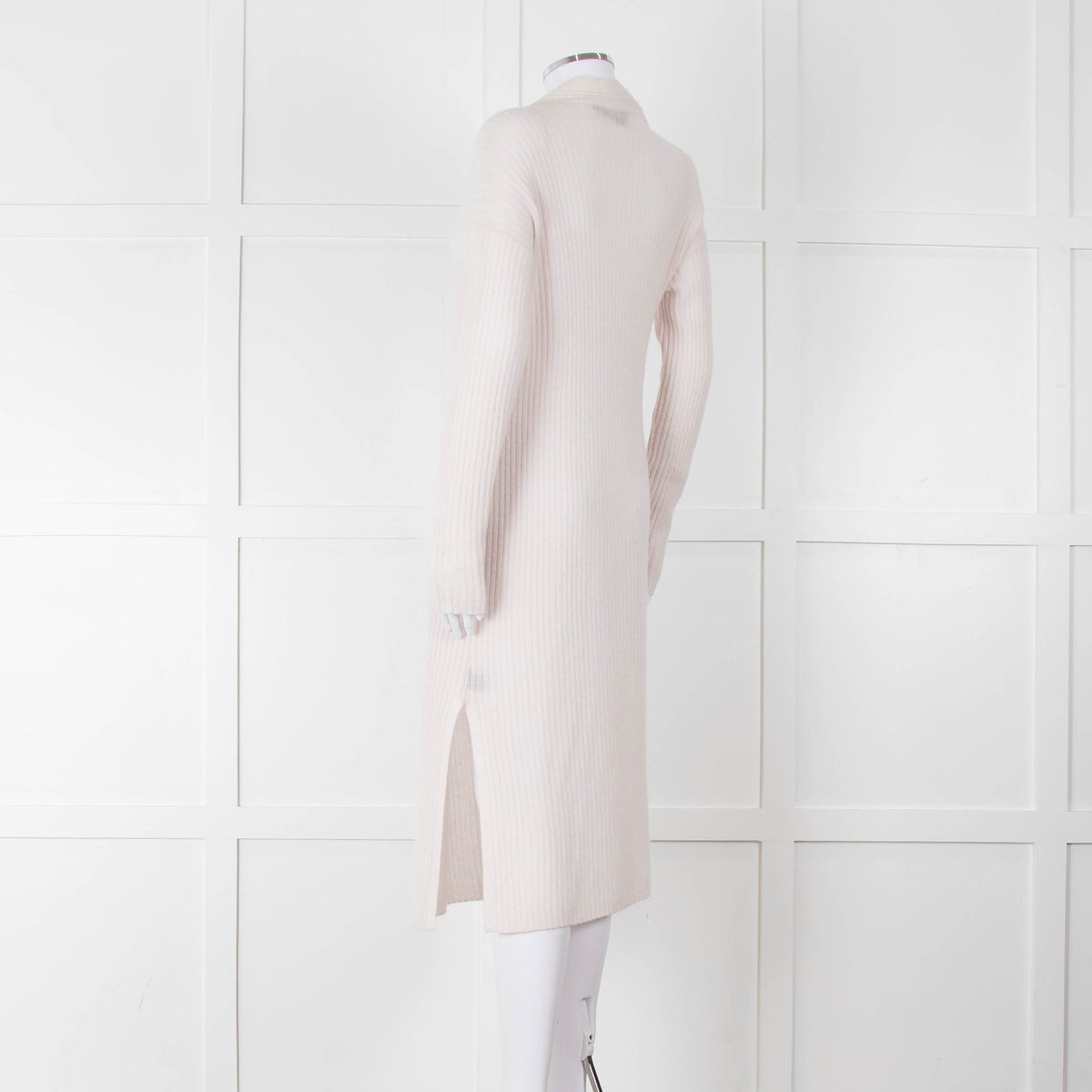 360 Cashmere Cream Long Line Ribbed Cardigan