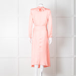 Sandro Pink Satin Midi Dress with Tie Back