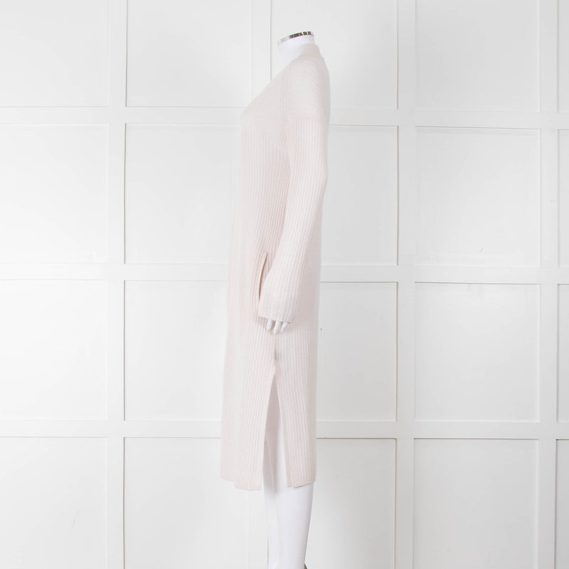 360 Cashmere Cream Long Line Ribbed Cardigan