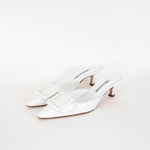 Manolo Blahnik White Maysale Leather Court Shoes