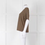 Momoni Gold and Brown Stripe Short Sleeve T-Shirt