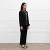 Alice + Olivia Black On Black Sequin White Frill Detail Silk Top