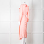 Sandro Pink Satin Midi Dress with Tie Back
