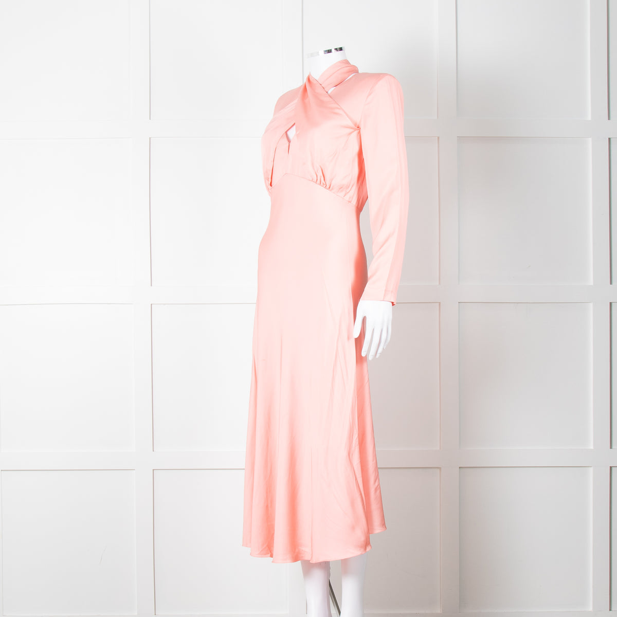 Sandro Pink Satin Midi Dress with Tie Back – Phoenix Style