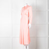 Sandro Pink Satin Midi Dress with Tie Back