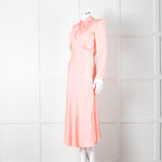 Sandro Pink Satin Midi Dress with Tie Back