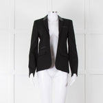The Kooples Black Blazer With Leather Trim