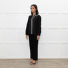 Alice + Olivia Black On Black Sequin White Frill Detail Silk Top
