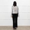 Self Portrait Silver Sequin Long Sleeve Top