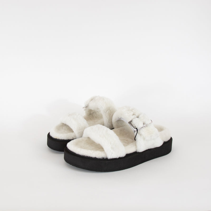 Giuseppe Zanotti Jolanda Cream Winter Shearling Sandals