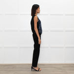 Maje Black Blue Front Sequins Sleeveless Top