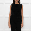 Ganni Black Lurex Tie Neck Sleeveless Knitted Top